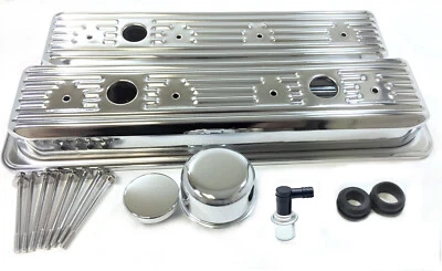 1987-00 Chevy Vortec GMC 305 5.0 & 350 5.7 Valve Covers Complete Kit All Chrome - Image 1 of 4