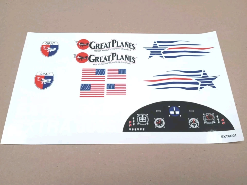 GREAT PLANES Extra 300S 60 RC Aircraft Stickers Decals RARE Hobbico EXT6D01 NEW - Image 1 of 4