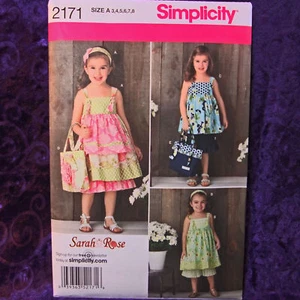 Simplicity 2171 Girl's Dress Pants Bag Craft Sewing Pattern 3-8 NEW Uncut - Foto 1 di 1