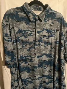 Camisa polo de golf Folds Of Honor para hombre XL digital azul camuflaje bambú rendimiento EE. UU. - Imagen 1 de 6
