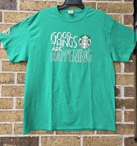 Starbucks T Shirt Unisex Large Grün Kurzarm Good Things Happening Coffee 2 - Bild 1 von 5