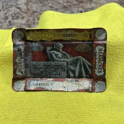Antique ANTIKAMNIA Tin Litho Tip Change Tray  1904 ST. LOUIS WORLD'S FAIR 🔥🔥 - Image 1 of 4