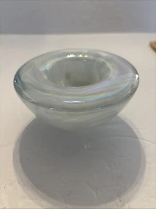 Kosta Boda Schweden Atoll Kunstglas weiß Wirbel großer Kerzenständer - Bild 1 von 4