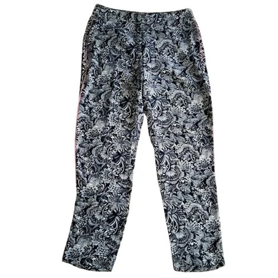 Pantalones al Tobillo Sandro Talla 36 EE. UU. 4 Azul Marino Blanco Estampado Floral Rosa Tubería  Foto 1 de 4