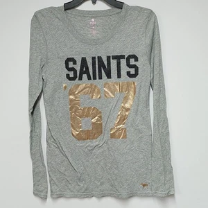 New Orleans Saints Victorias Secret Pink Long Sleeves Shirt Womens M Gold 67 - Picture 1 of 5
