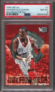 1996 Hakeem Olajuwon Fleer Metal Maximum Metal #7 Houston Rockets PSA 8 POP 6 - Picture 1 of 3