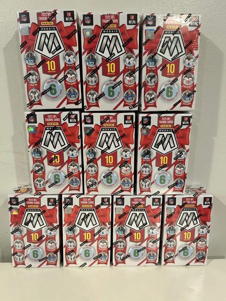 2025 Panini Mosaic Football Holiday Ornament Box Factory 10 Cards Per Box