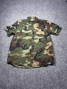 Carhartt WIP Shirt Mens Large Green Camo 313 Button Front Short Sleeve - Picture 1 of 8