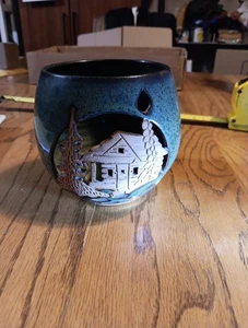 Handmade, Stoneware Alewine inspired Ceramic, Green Luminary. Signed . - Picture 1 of 13