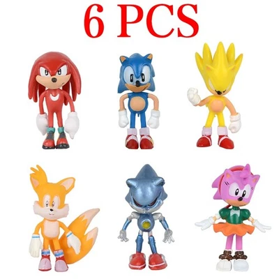 6 PIEZAS FIGURAS SONIC EL ERIZO DECORACIÓN DE PASTELES ADORNO FIGURA DE ACCIÓN JUGUETE PARA NIÑOS Foto 1 de 2