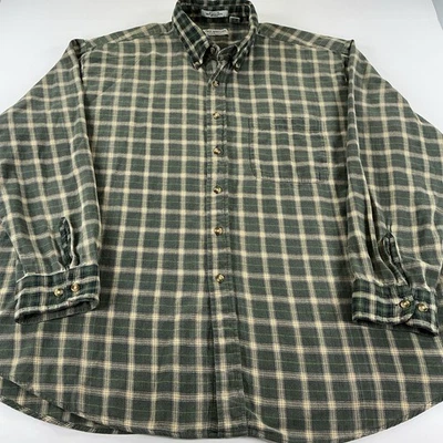 John Ashford Essentials Men’s 100% Cotton Flannel Green Plaid XXL Lightweight - Image 1 of 4