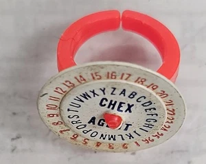 Vintage 1960s red CHEX AGENT SECRET DECODER RING Ralston Cereal Premium - Picture 1 of 4