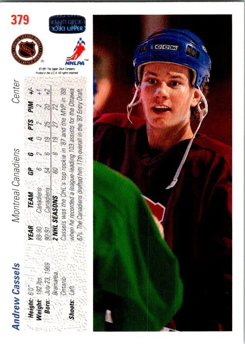 1991 Upper Deck #379a Andrew Cassels Excellent - Image 1 of 1
