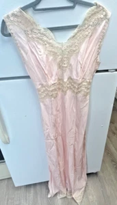 Vintage Spitzen Nachthemd Art Deco 30er Jahre floral rosa Art Deco Glockenspiel Dessous - Bild 1 von 24