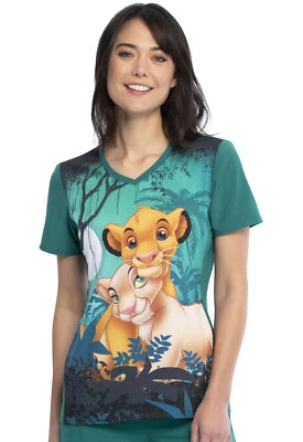 The Lion King Cherokee Scrubs Tooniforms Disney V Neck Top TF627 LKSH - Image 1 of 4