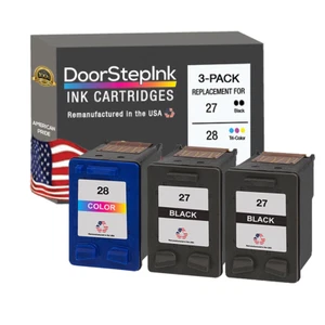 DoorStepInk kompatible Tintenpatronen für HP 27 28 Farbe Schwarz 3 Stück - USA - Bild 1 von 6