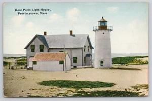 Race Point Light Lighthouse Cape Cod Provincetown MA Massachusetts 1912 Postcard - Picture 1 of 2