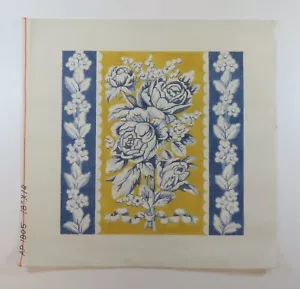 HANDPAINTED NEEDLEPOINT-Blue/ White/ Yellow Floral Pillow (61) - Picture 1 of 1