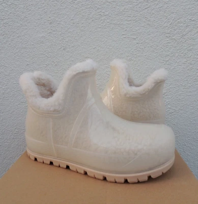BOTAS DE LLUVIA UGG RAINCLOUD TRANSPARENTES IMPERMEABLES FORRADAS DE LANA DE GOMA, US 12/ EUR 43 ~NUEVAS Foto 1 de 4