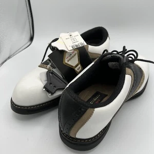 Dunlop Dry Men's Leather Golf Shoes Sz 9Med. 14 Spikes, Sharp Wingtip Styling - Picture 1 of 8