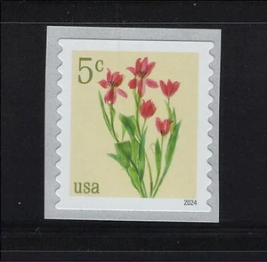 US Scott # 5905 Flowers 5 cent Red Tulips MNH Coil Single 2024 - Picture 1 of 1