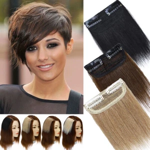 Short Mini Clip In Remy Human Hair Extensions One Piece Invisible Weft Topper E9 - Picture 1 of 21
