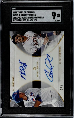 2018 Topps On-Demand Dynamic Duals Auto Kris Bryant Carlos Correa #AW5 1/5 SGC 9 - Image 1 of 2