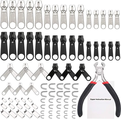 85 Pieces Zipper Repair Kit Zipper Pull Replacement with Instruction Manual and - Image 1 of 4