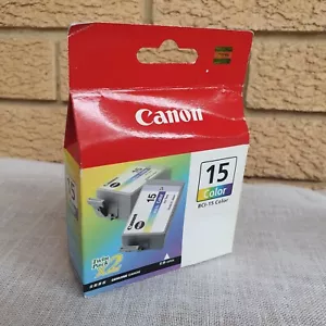 Genuine Canon BCI-15 Tri-Color Ink Cartridge Tank Twin Pack - i70 & i80 Printer - Picture 1 of 14