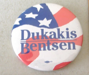 DUKAKIS BENTSEN~LARGE BUTTON PIN - Picture 1 of 4