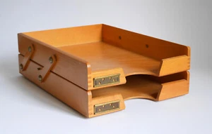 DINA4 Holz Papierablage Brief Akten Schreibtisch Ablage klappbar alt - Bild 1 von 12