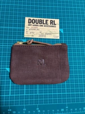 RRL RALPH LAUREN Hombre Marrón Monedero Cuero Nubuck Marrón Sólido NUEVO Foto 1 de 3