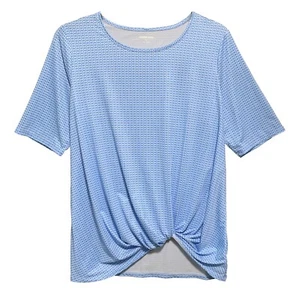 Lands' End, Light Blue and White Print Pullover Top with Stretch, size PXL - Picture 1 of 4