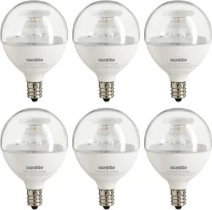 6Pack G16.5 Dimmable Clear Globe Light Bulb, E12 Candelabra Base, 7W(60W), 3000K - Picture 1 of 2