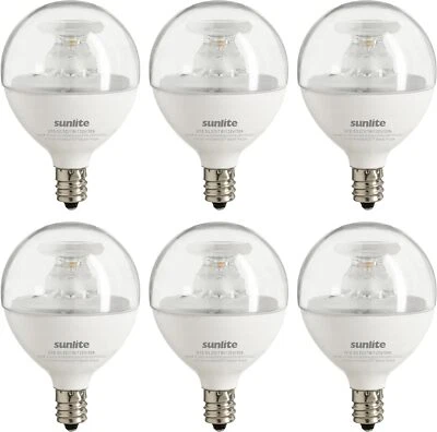 6Pack G16.5 Dimmable Clear Globe Light Bulb, E12 Candelabra Base, 7W(60W), 3000K - Image 1 of 2
