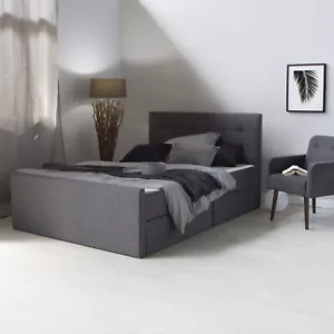 Doppelbett 120x200 cm Polsterbett mit Bettkasten Stauraum Stoff Bett Homestyle4u - Bild 1 von 9
