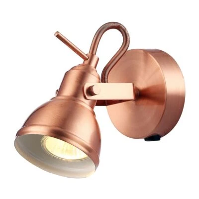Unique Industrial Designed Brushed Copper Switched Wall Spot Light by Happy H... - Image 1 of 4