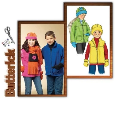 Kid Jacket Vest Mittens Sewing Pattern 7-10 Butterick 4595 OOP - Image 1 of 4