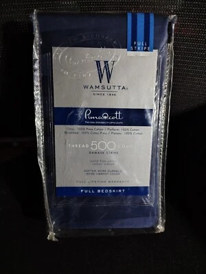 *NEW* Wamsutta 500-Thread-Count PimaCott Damask Full Bed Skirt in Navy Stripe - Image 1 of 2