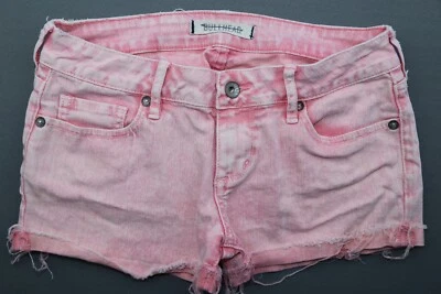 Shorts jeans feminino Bullhead cintura baixa rosa 5 bolsos elástico tamanho 1 (27x2) - Imagem 1 de 4