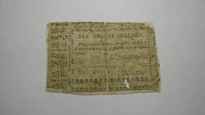 1761 Twenty Shillings North Carolina NC Colonial Currency Note Bill RARE 20s - Picture 1 of 2