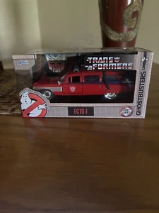 JADA TRANSFORMERS GHOSTBUSTERS 1959 CADILLAC AMBULANCE ECTO-1 RED 1/43 SCALE - Picture 1 of 10