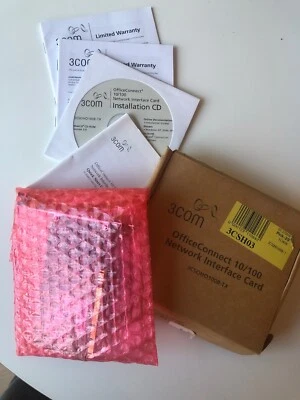 3 Com 3CSOHO100B-TX 10/100 PCI Network Interface Card New in Box w/ Manual & CD - Image 1 of 4