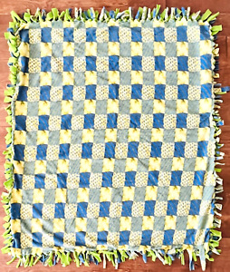 Soft Fleece Blanket Lap Sofa Throw Blue Green Yellow FUMC Love Knots 51" x 42"