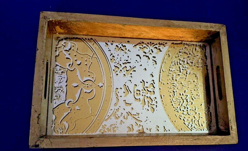 12"x8" Rectangular Wood Serving Tray with Handles Brown/Copper - Nice - Image 1 of 1