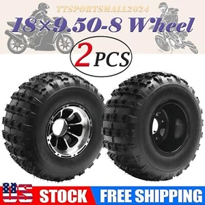 2x 18x9.50-8 18x9.5x8 8" Wheel Tire Rim 4 Bolts For ATV Quad Go Kart Lawn Mower - Picture 1 of 15