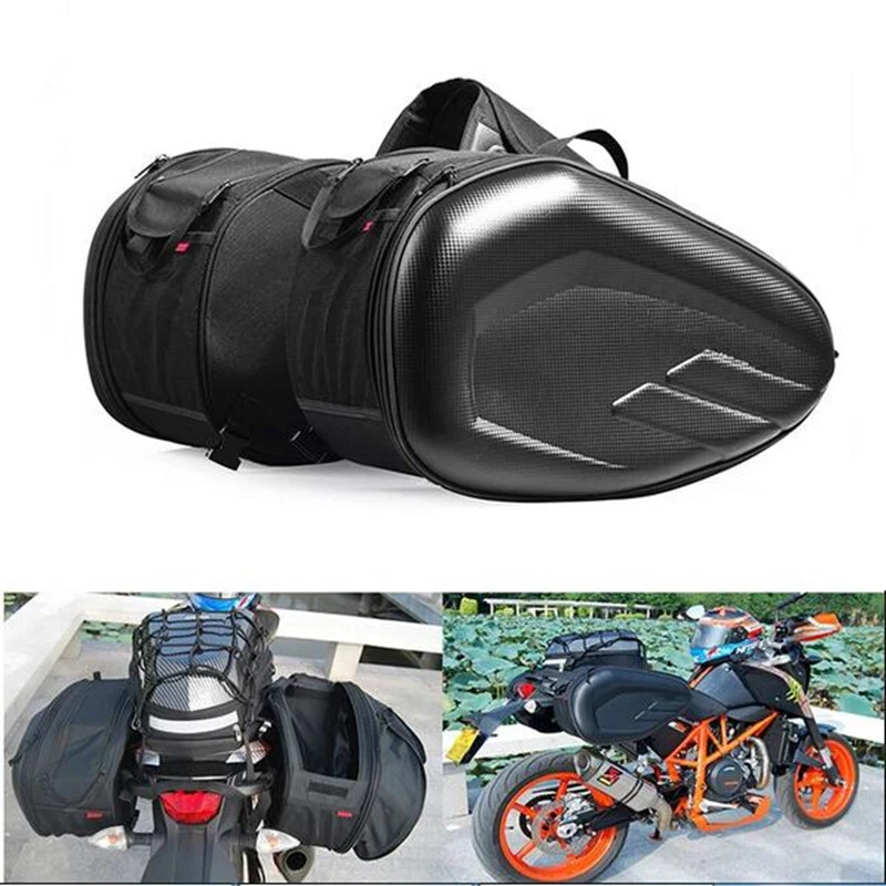 2x Waterproof Motorcycle Saddlebags Helmet Saddle Side Bag Tail Luggage Suitcase - Image 1 of 4