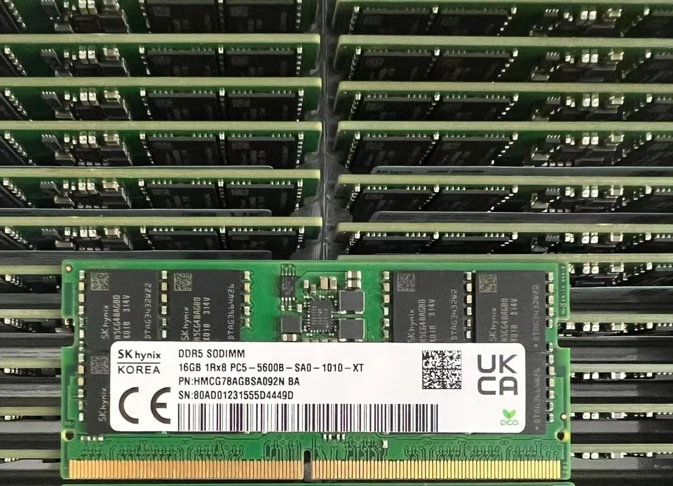 SK Hynix 16GB DDR5 5600 Laptop SODIMM RAM 1Rx8 PC5-5600B HMCG78AGBSA092N 262pin - Image 1 of 1