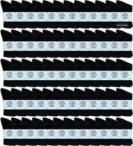 240 PK Yacht & Smith Kids Premium Cotton Crew Socks Black 4-6 - Boys Crew Sock - Picture 1 of 6