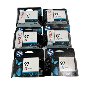 HP 97 C9363WN Tri-Color Ink Cartridge Expired Genuine OEM New Sealed Lot Of 6! - Picture 1 of 6
